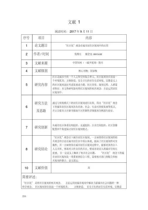 (完整版)文献阅读笔记精选10篇
