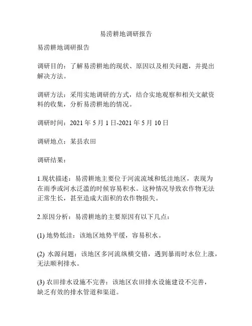 易涝耕地调研报告