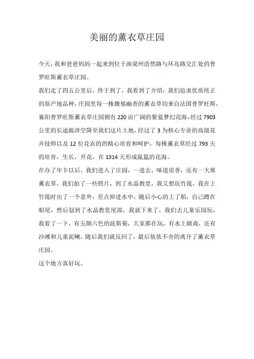 五年级写景美丽的薰衣草庄园