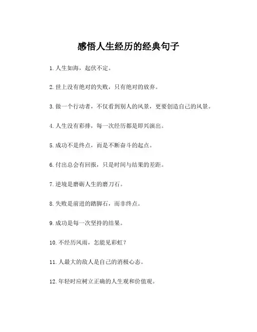 感悟人生经历的经典句子