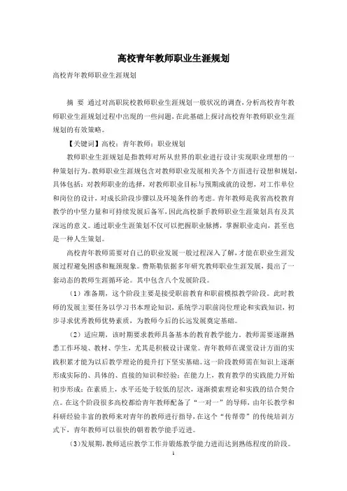 高校青年教师职业生涯规划