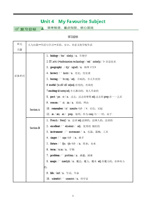 人教版初中英语新教材七年级上Unit4知识点归纳总结(复习必背)