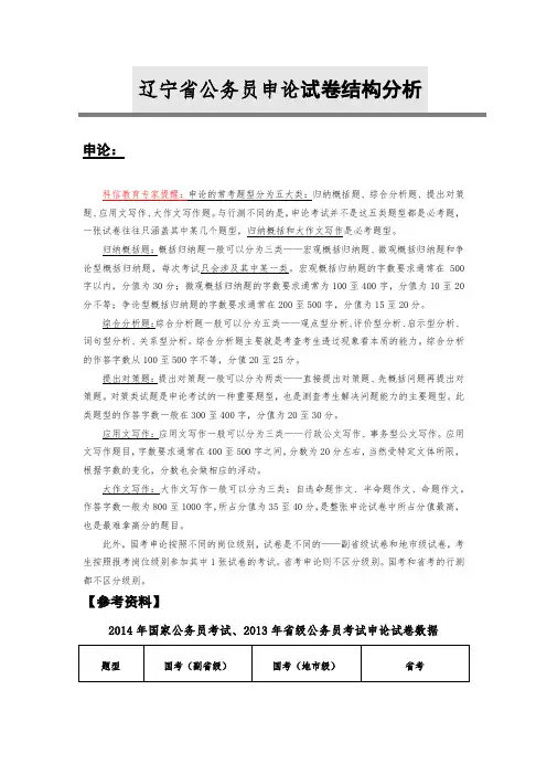 辽宁省公务员申论试卷结构分析