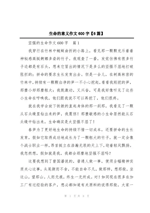 生命的意义作文600字【6篇】