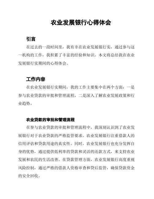 农业发展银行心得体会
