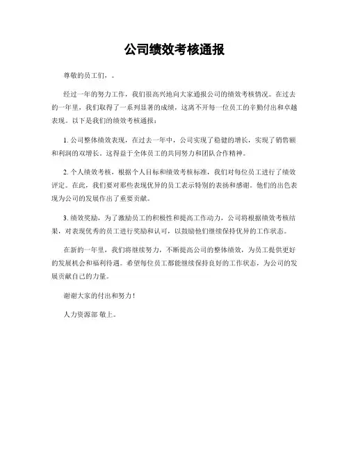 公司绩效考核通报