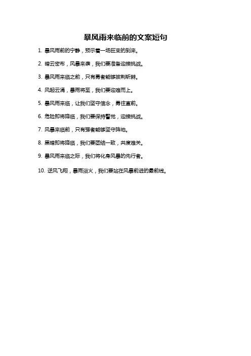 暴风雨来临前的文案短句