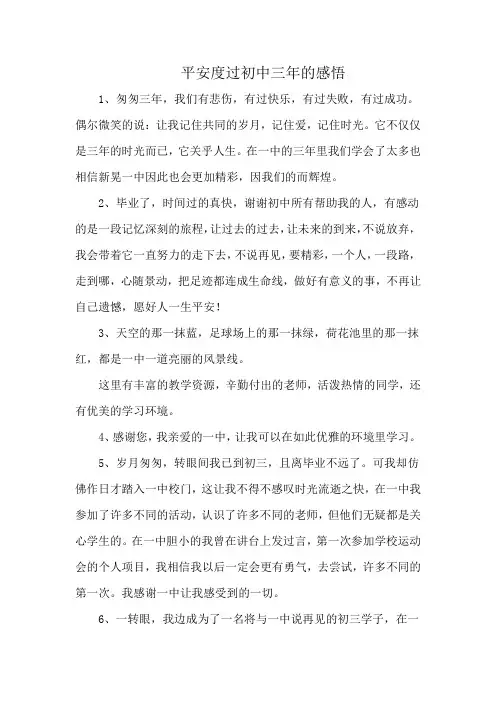 平安度过初中三年的感悟
