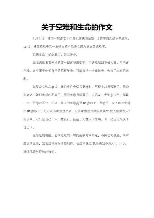 关于空难和生命的作文