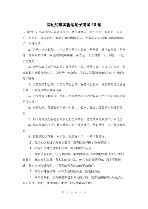简短的唯美哲理句子摘录48句