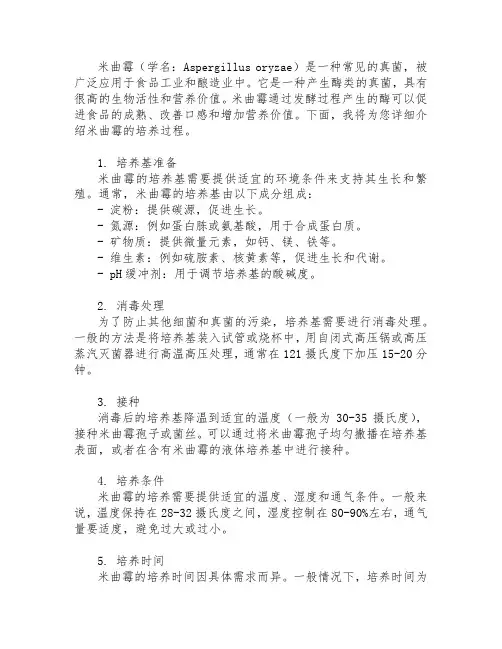 米曲霉培养过程