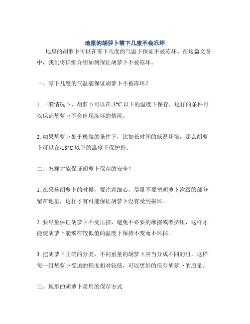 地里的胡萝卜零下几度不会冻坏