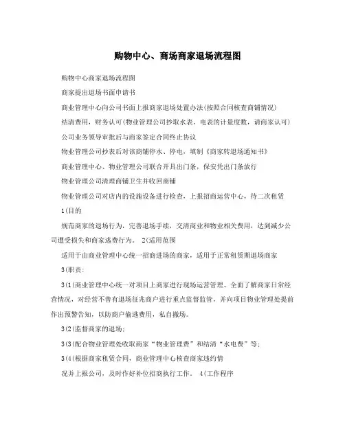 购物中心、商场商家退场流程图