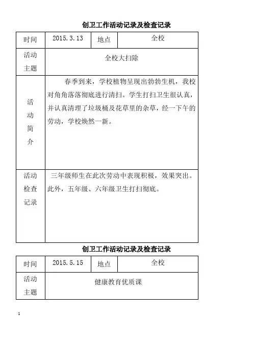 2014创卫工作活动记录及检查记录