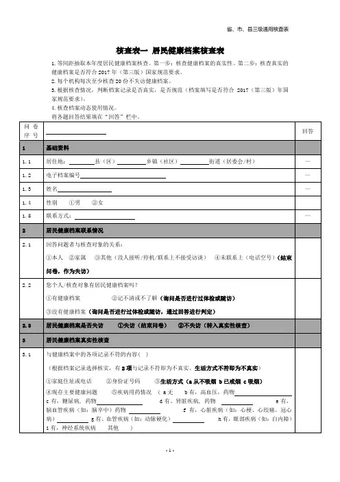 2、附件1：省市县三级通用核查表