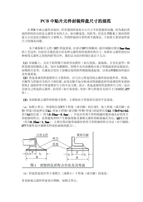 印制电路板(PCB)中贴片元件封装焊盘尺寸的规范