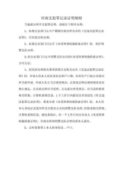 河南无犯罪记录证明细则