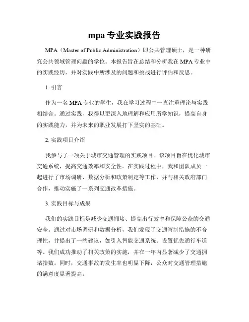 mpa专业实践报告