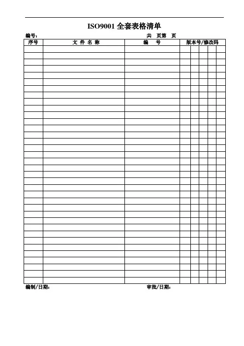 ISO9001全套表格清单