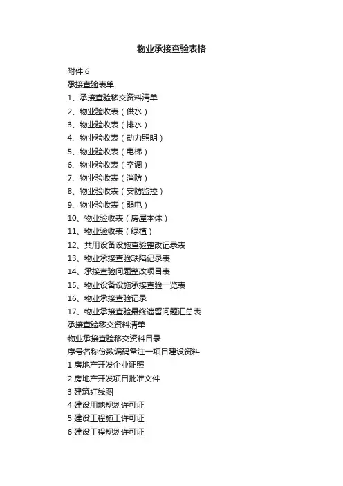 物业承接查验表格