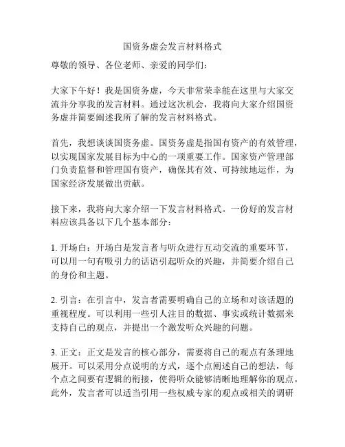 国资务虚会发言材料格式