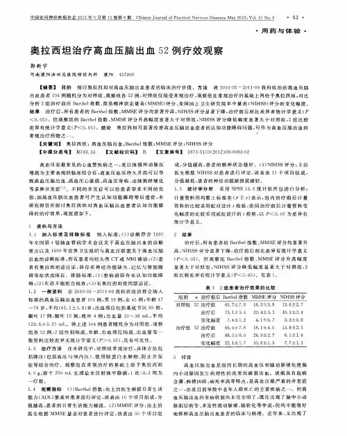 奥拉西坦治疗高血压脑出血52例疗效观察
