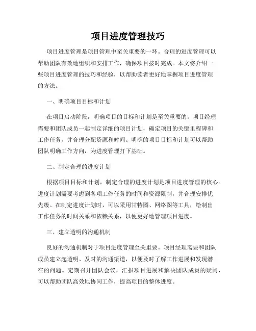 项目进度管理技巧