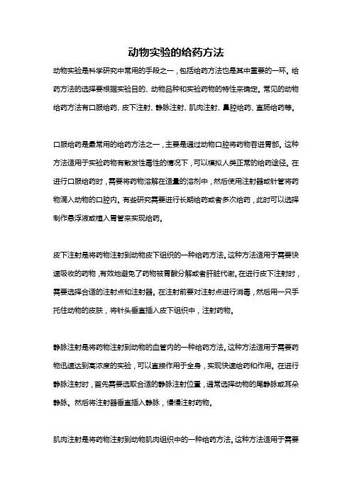 动物实验的给药方法