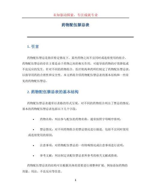 药物配伍禁忌表