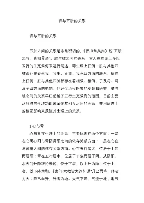 肾与五脏的关系