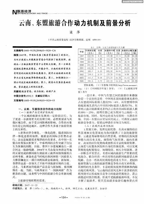 云南、东盟旅游合作动力机制及前景分析
