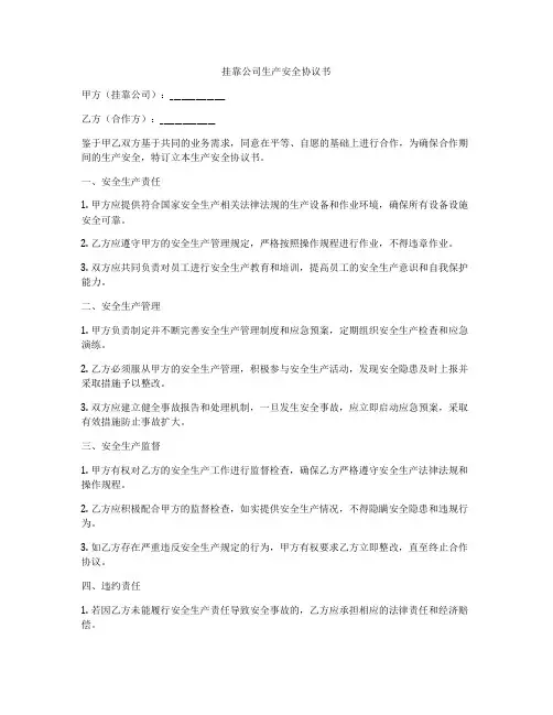 挂靠公司生产安全协议书
