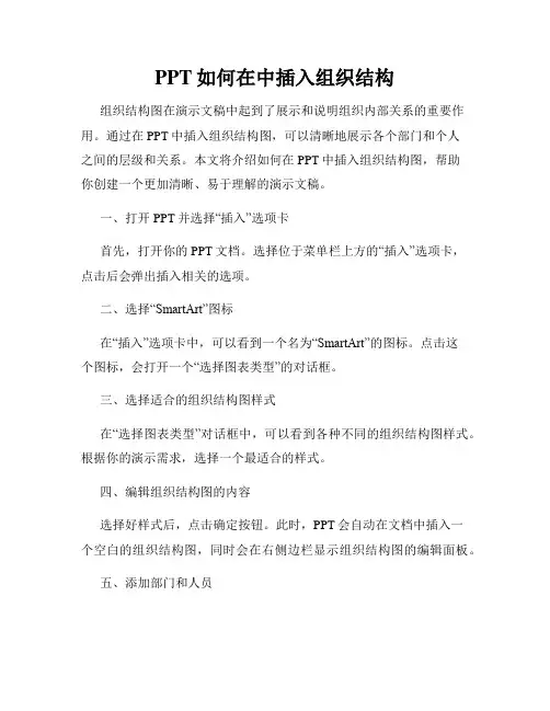 PPT如何在中插入组织结构