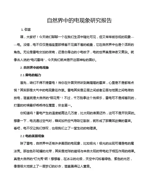 自然界中的电现象研究报告