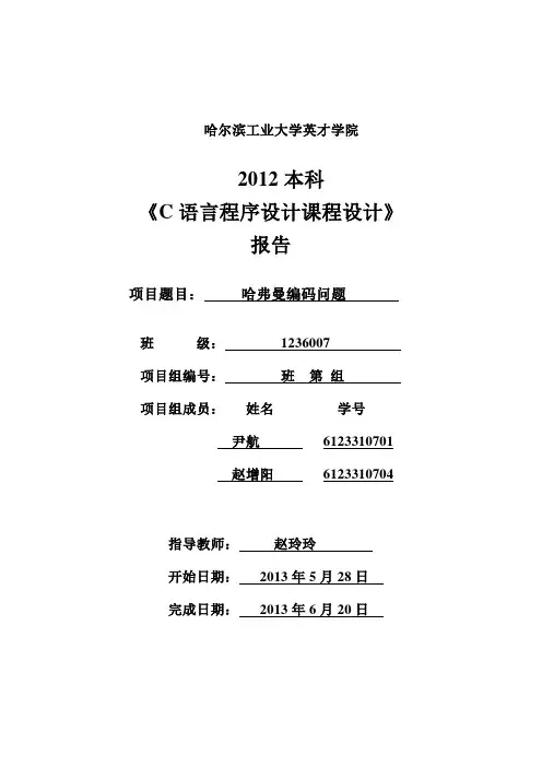 C语言程序设计课程设计报告——尹航、赵增阳组