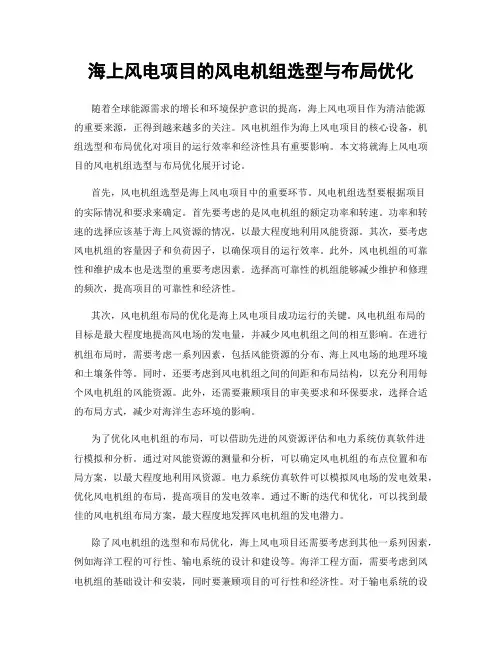 海上风电项目的风电机组选型与布局优化
