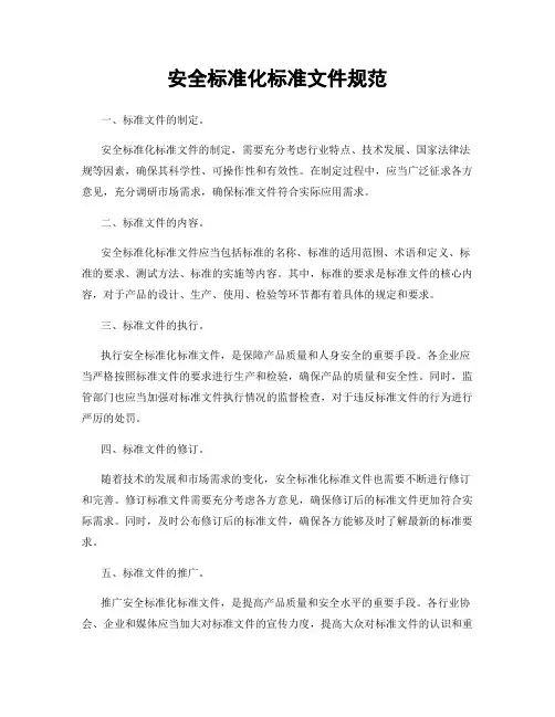 安全标准化标准文件规范