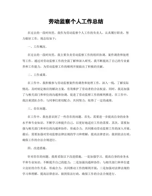 劳动监察个人工作总结