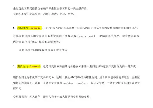 远期、期货、期权、互换
