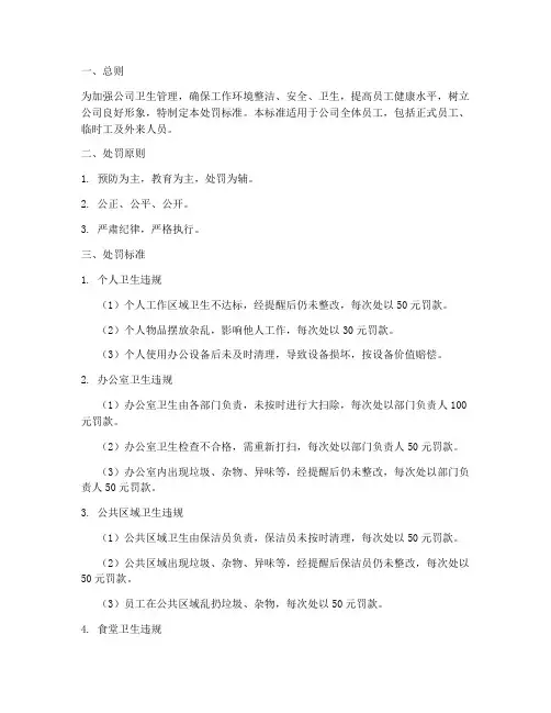 公司卫生管理制度处罚标准