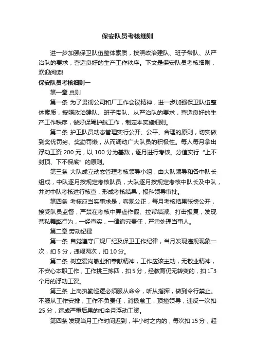 保安队员考核细则