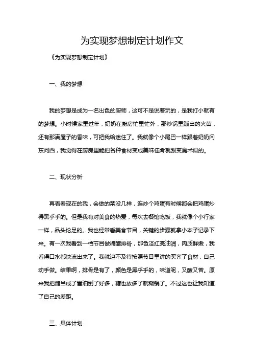 为实现梦想制定计划作文
