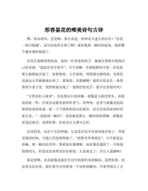 形容昙花的唯美诗句古诗