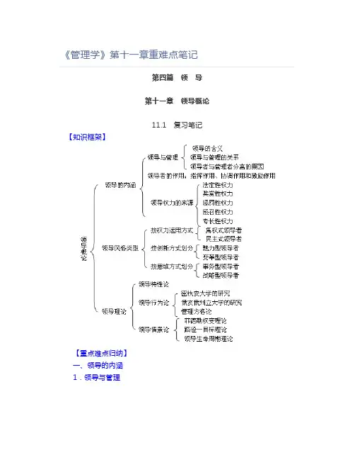 《管理学》第十一章重难点笔记