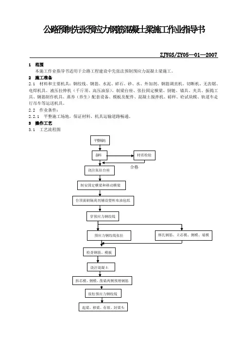 公路预制先张预应力钢筋混凝土梁施工作业指导书