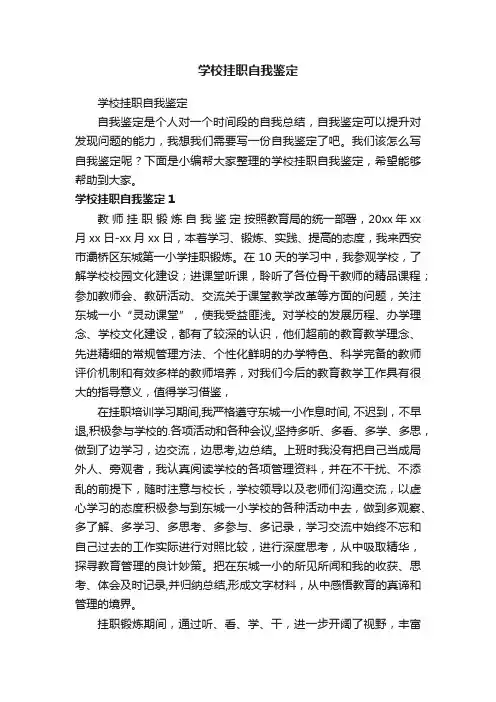学校挂职自我鉴定