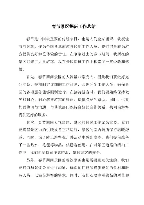 春节景区探班工作总结
