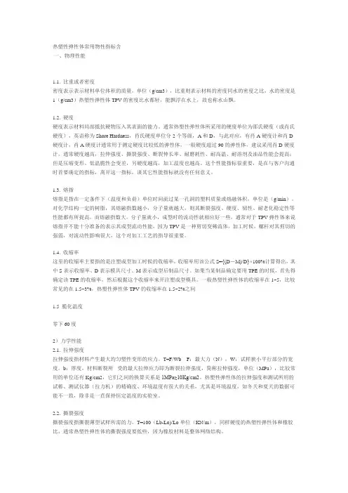 弹性体指标