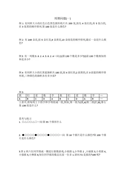 奥赛起跑线四年级分册  周期问题(一)