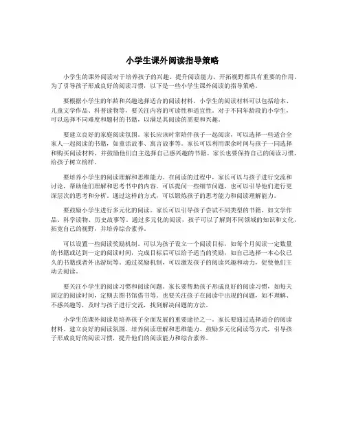 小学生课外阅读指导策略